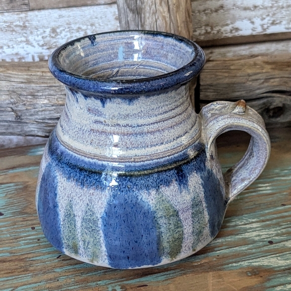 Vintage Pottery Stoneware Blue Mug - Picture 2 of 8